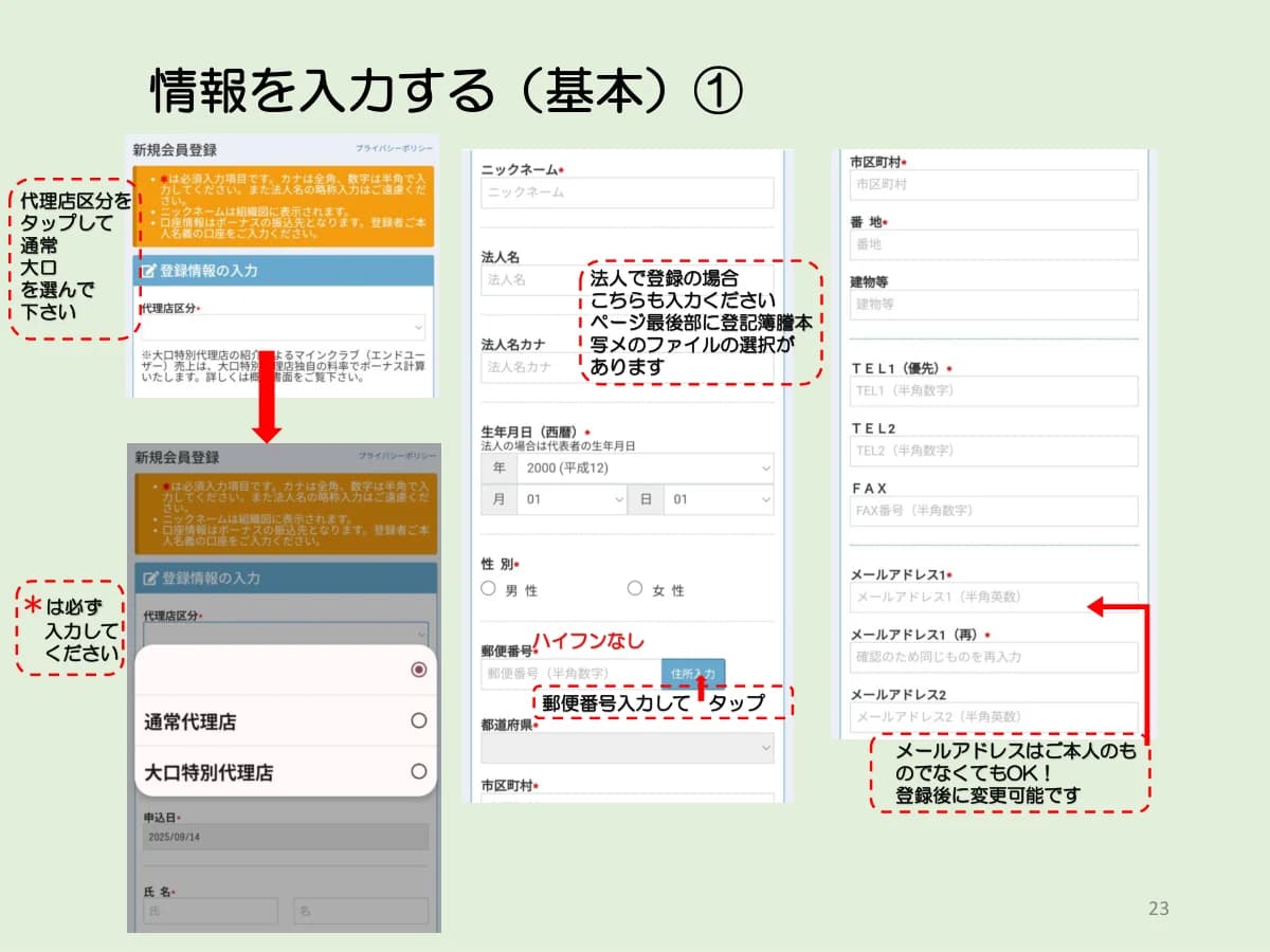 加入手順STEP1:本人情報の入力画面