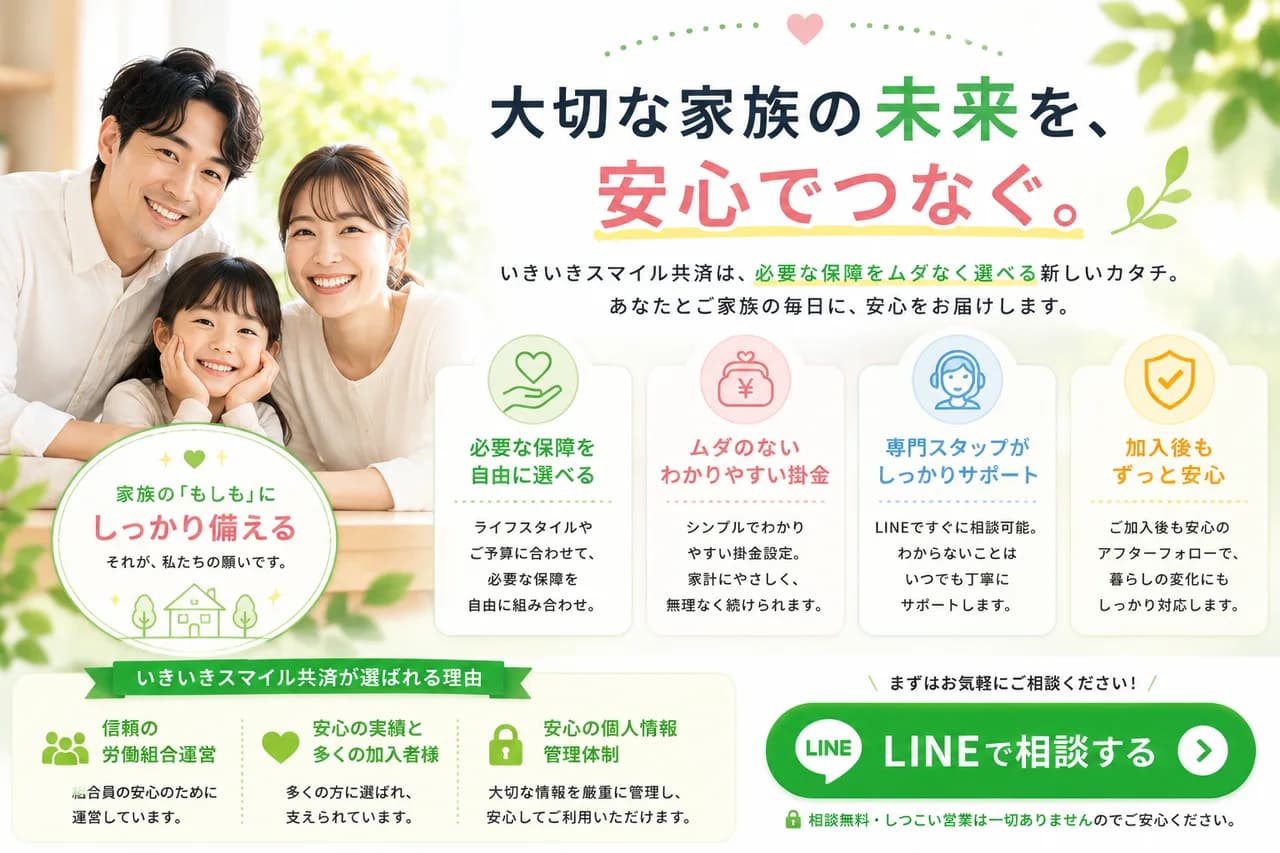 家族で安心して暮らす様子のイメージ